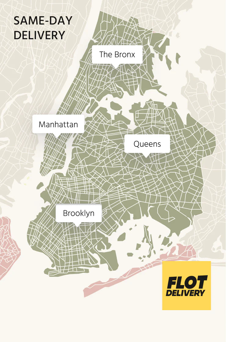 Same-day delivery zone covering Brooklyn, the Bronx, Queens and Manhattan